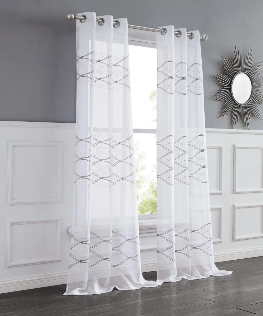 Wave Embroidered Window Panels - House Tipster