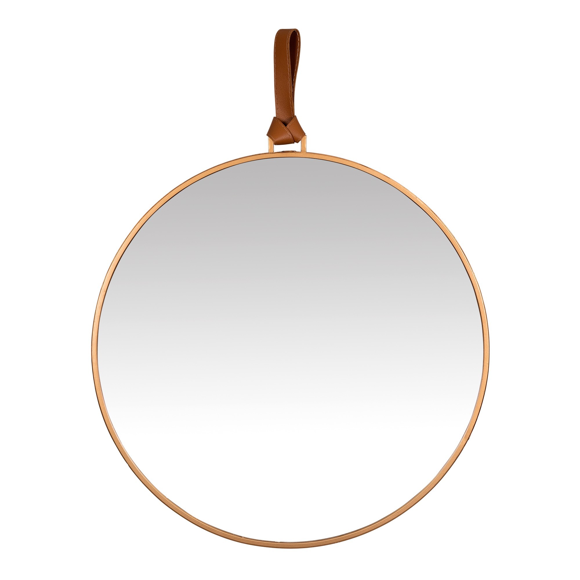 Minimalist Gold Round Mirror with Leather Strap House Tipster