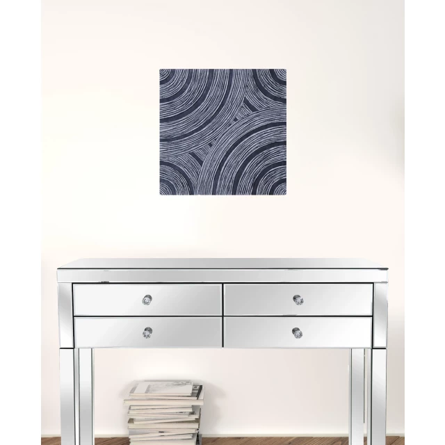 gray lined square wall decor with cabinetry and furniture elements