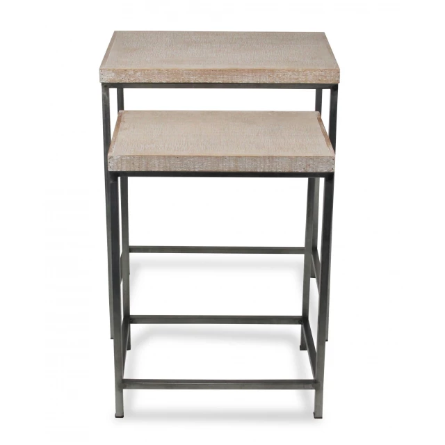 Solid wood steel rectangular nested tables with shelving and desk functionality in furniture category