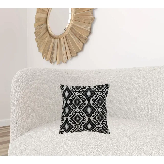 Jet Black And White Geo Throw Pillow Jet Black And White Geo Throw Pillow