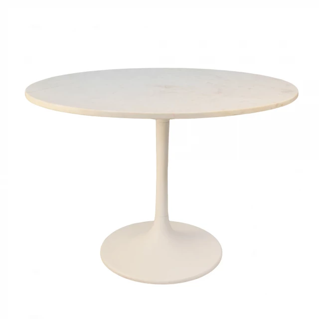 Marble iron pedestal base dining table with wood and composite material