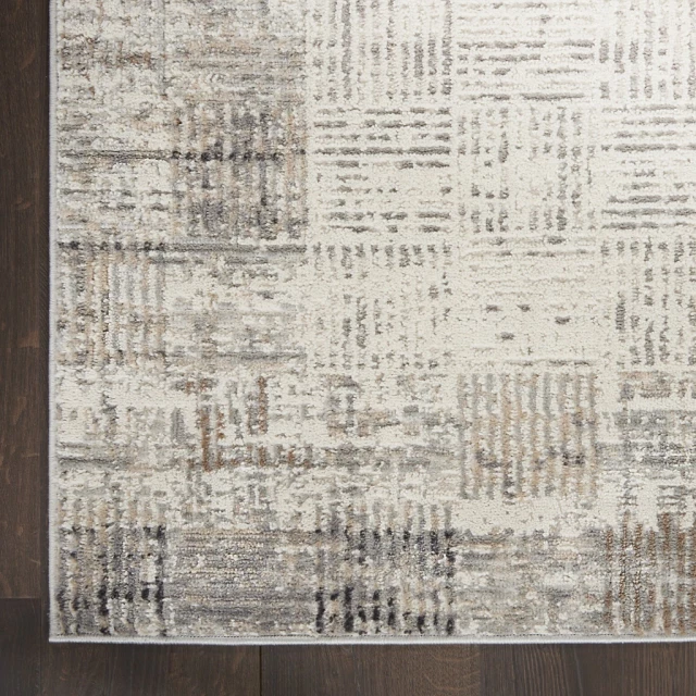 gray abstract power loom runner rug with geometric pattern