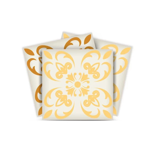 yellow retro peel stick removable tiles with rectangle petal pattern