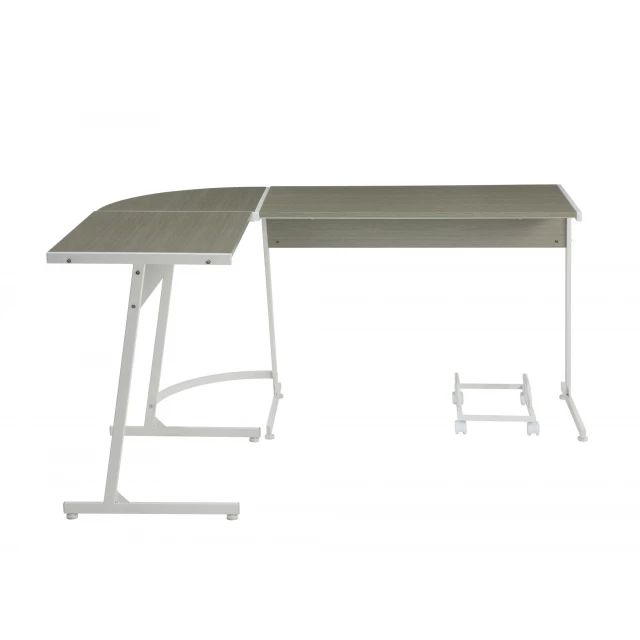 gray white l shape computer desk table furniture