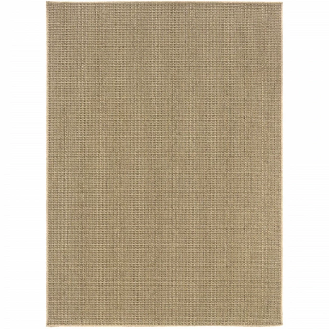 stain resistant indoor outdoor area rug in brown beige and grey with rectangular pattern