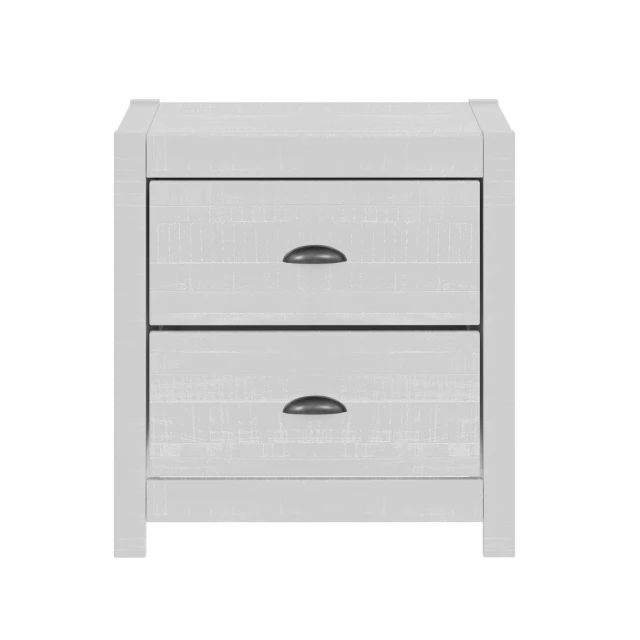 White distressed solid wood drawer nightstand with chest of drawers design