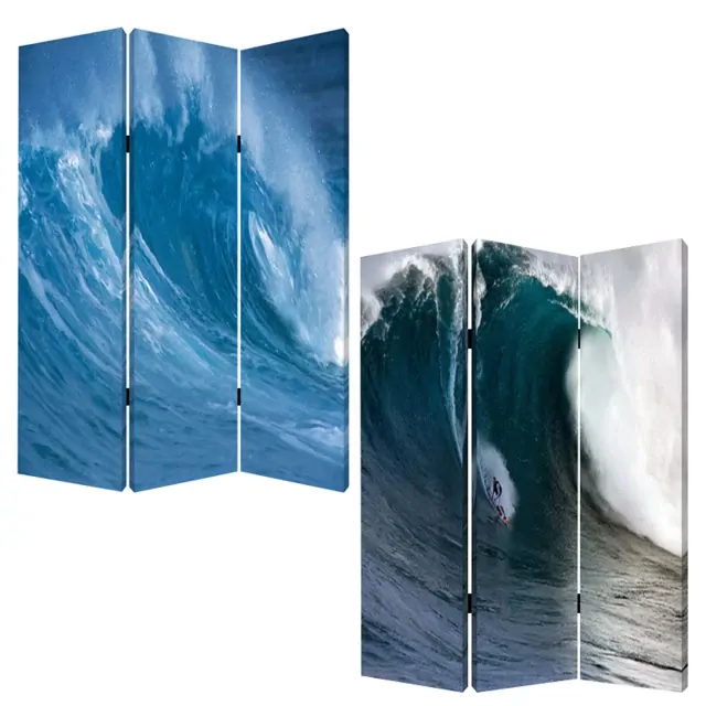 48 X 72 Multi Color Wood Canvas Wave Screen 48 X 72 Multi Color Wood Canvas Wave Screen