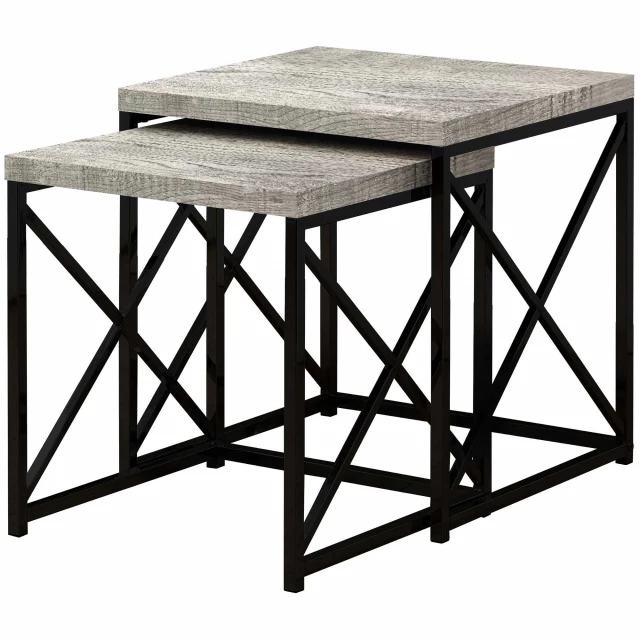 Black gray nested tables set modern outdoor and indoor furniture design