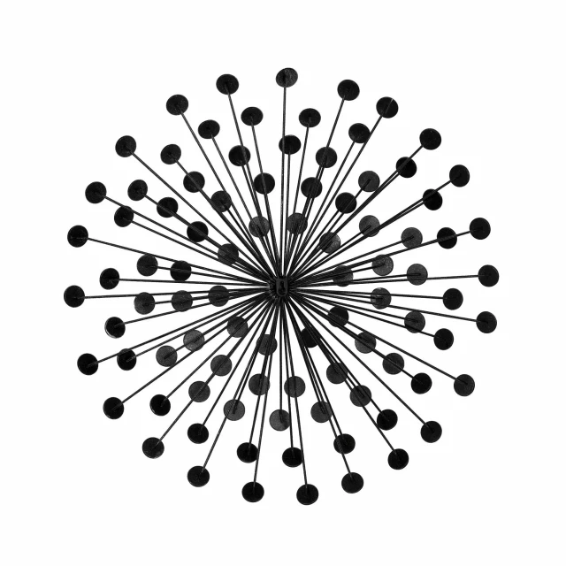 silver acrylic burst metal wall decor with symmetrical pattern and circular art design