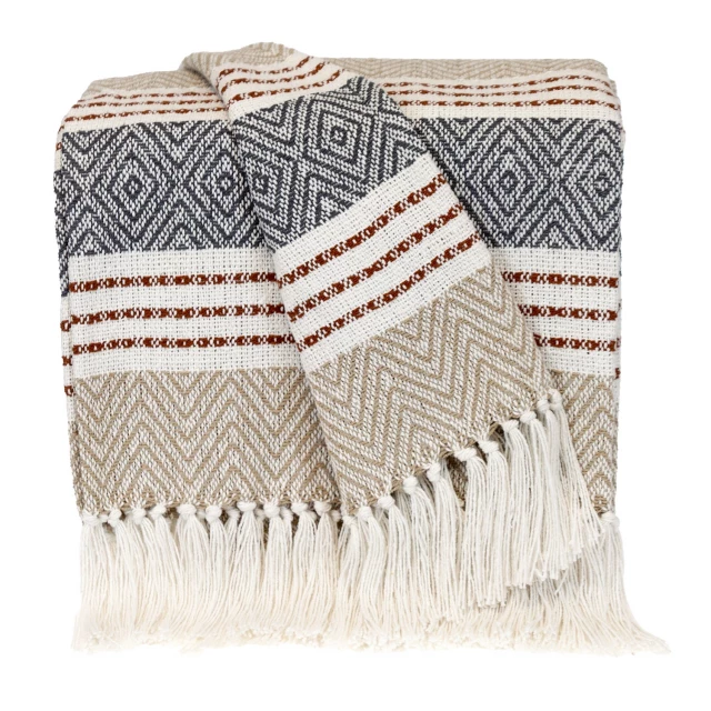 Collection transitional stripes beige rectangle throw product image featuring textile pattern and linens
