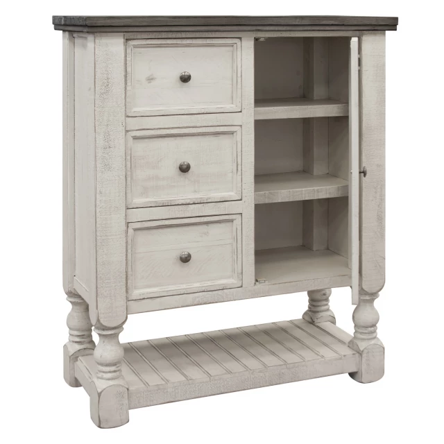 Gray ivory solid wood drawer chest in minimalist style