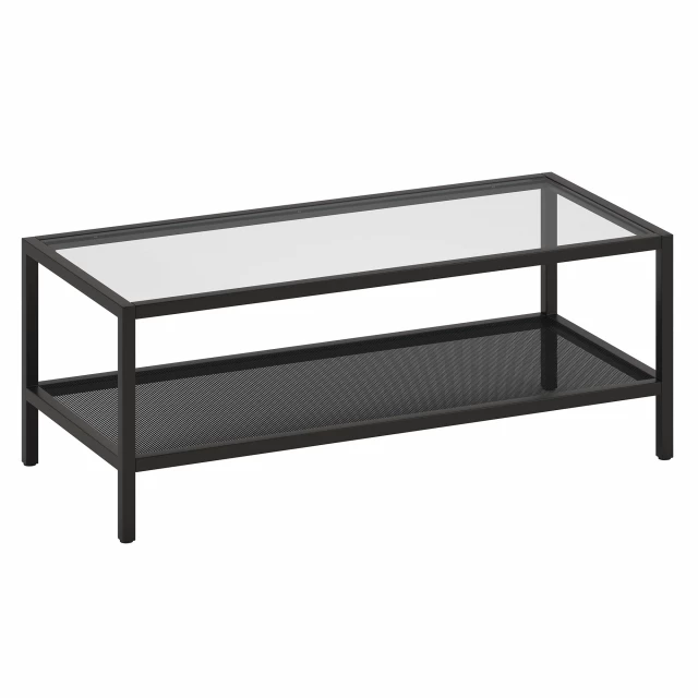 Black glass steel coffee table with shelf and modern outdoor furniture design elements