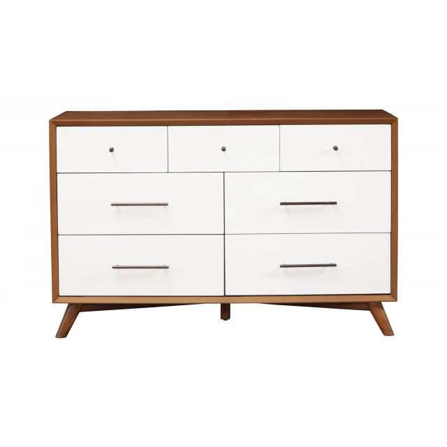 Solid wood seven drawer double dresser in natural finish