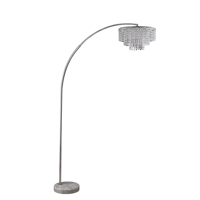 arc floor lamp with faux crystal beading and metal light fixture
