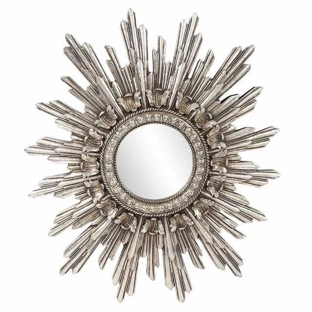 Oval antiqued silver leaf finish mirror with natural material and metal body jewelry design for online shop product