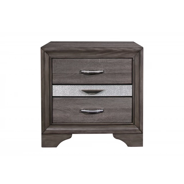 Gray drawer nightstand with wood dresser and chest of drawers in furniture cabinetry style