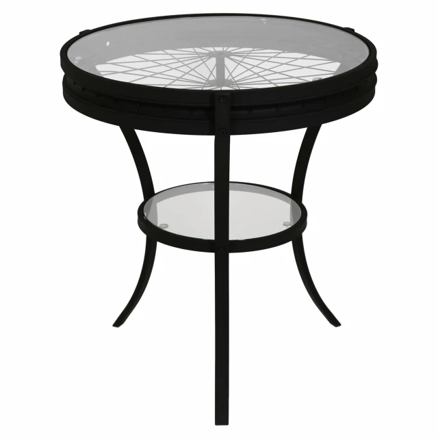 Clear glass round end table with shelf for modern home decor