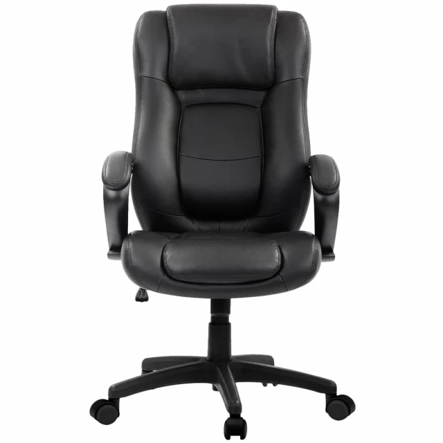swivel faux leather rolling office chair with armrests for comfort in electric blue
