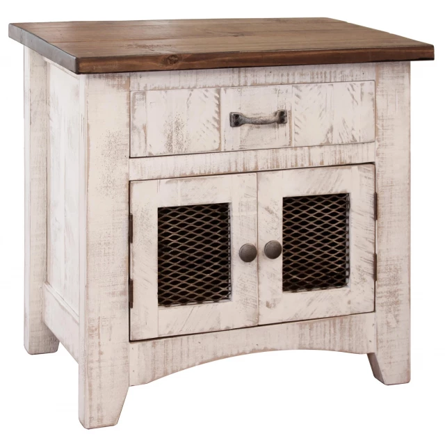 White drawer nightstand with wood rectangle table design suitable for outdoor furniture setting