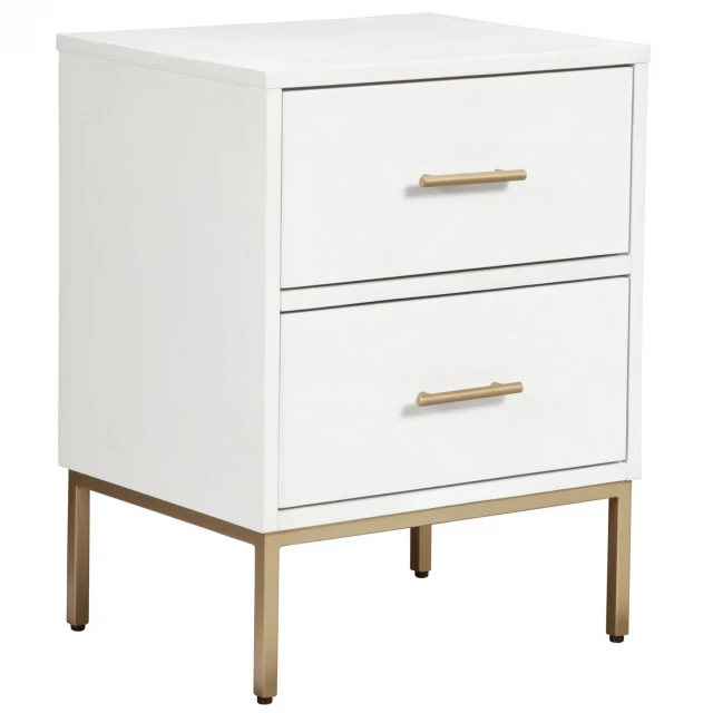 White gold lines nightstand with drawers in a wooden dresser design