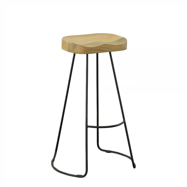 Steel backless bar height chairs with wooden elements