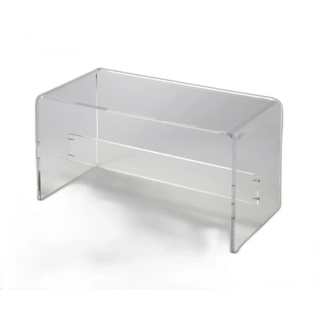 Modern chic acrylic bench with sleek metal and transparent glass elements