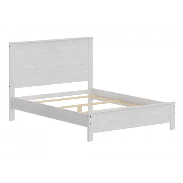 White solid wood queen bed frame with elegant design for bedroom