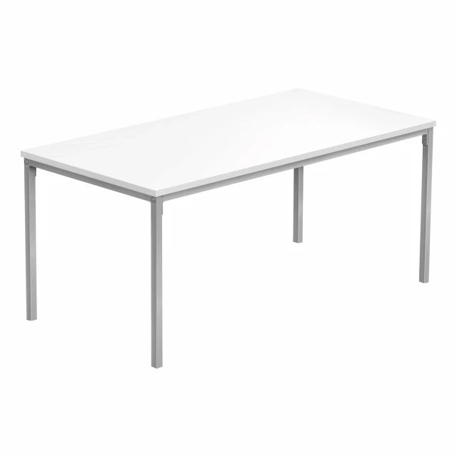 White silver rectangular coffee table with plywood and transparent material in a natural setting