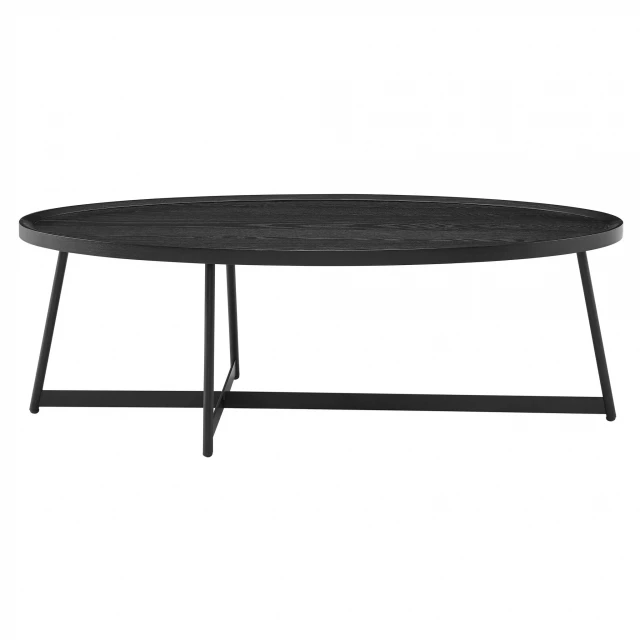 Black metal oval coffee table for modern outdoor furniture setting