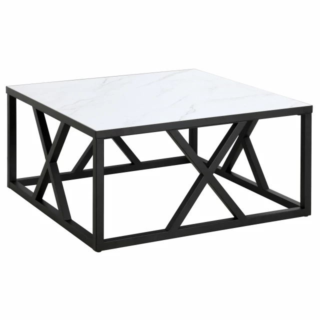 White black steel square coffee table for modern outdoor furniture design