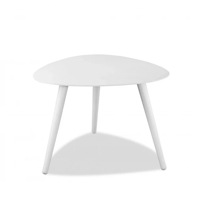 White aluminum end table with wood texture for outdoor or indoor use