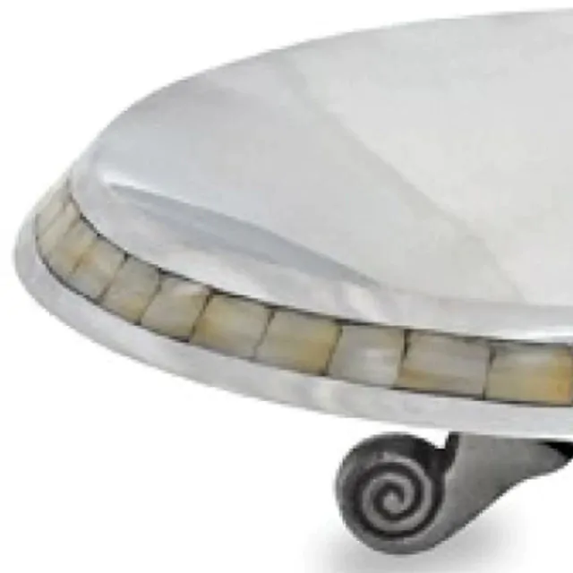 Silver And Mother Of Pearl Pedestal Centerpiece Bowl Silver And Mother Of Pearl Pedestal Centerpiece Bowl