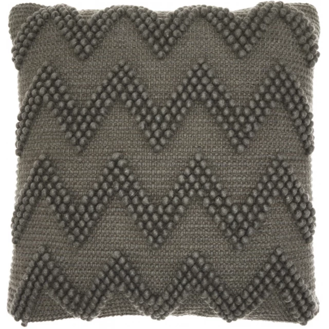 Dark gray chevron pattern throw pillow with woolen texture