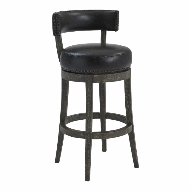 Low back counter height bar chair with armrests in metal and wood