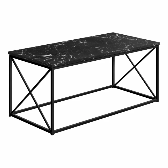Black rectangular coffee table with art and outdoor furniture design elements