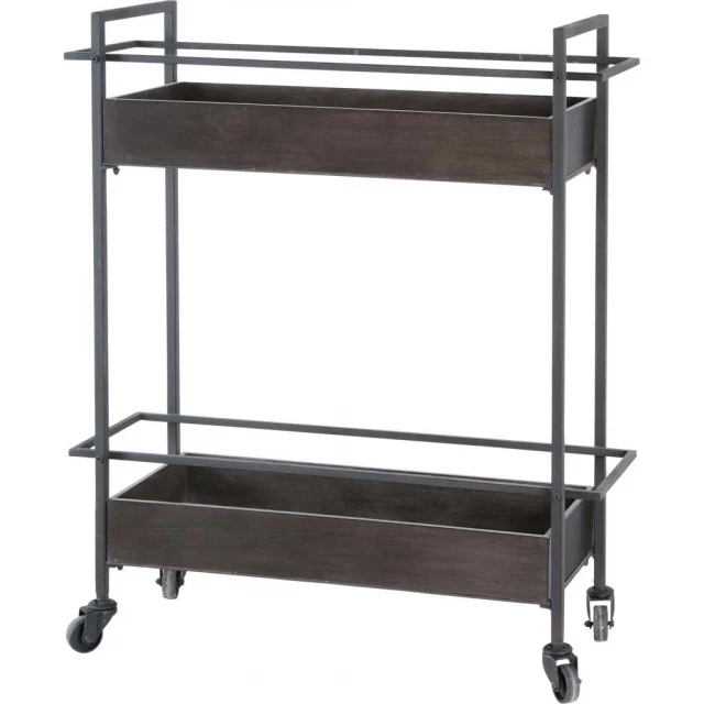 Gray metal tier shelves bar cart with rectangle table and balance design