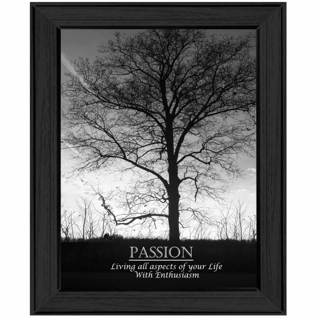 Passion black framed print wall art featuring nature scene with trees and branches