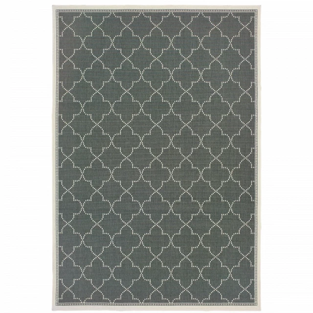 stain resistant indoor outdoor area rug with rectangle pattern and electric blue symmetry