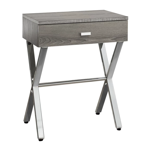 Silver deep taupe end table with drawer for modern outdoor furniture setting