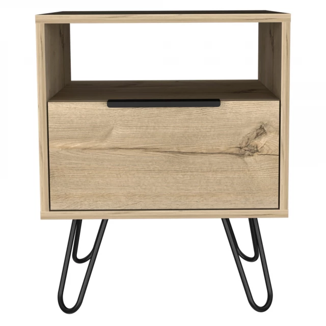 Light oak nightstand with wood stain finish and hardwood construction