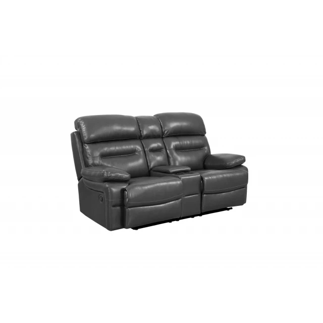 Leather manual reclining love seat with storage for comfort and style