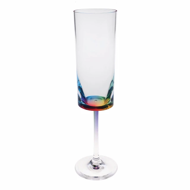 Four rainbow geometric acrylic stemmed flutes drinkware set