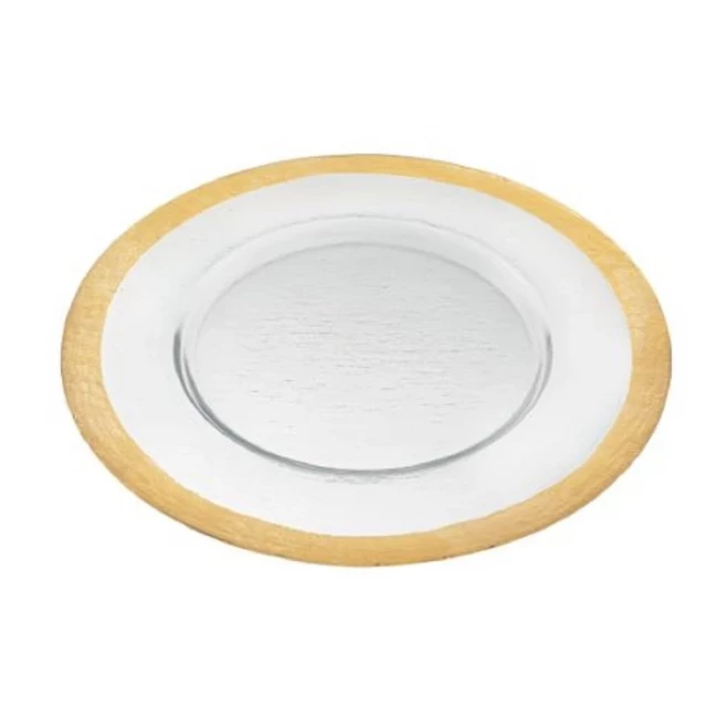 Round gold border glass charger plate in dishware and serveware