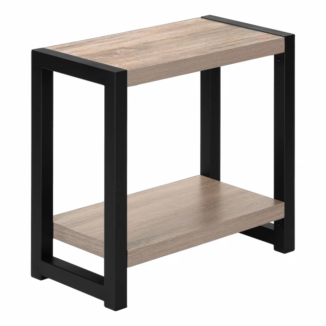 Black dark taupe end table with shelf hardwood rectangle pedestal outdoor furniture
