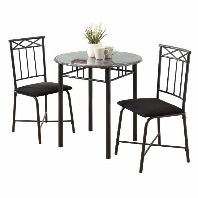 Grey black metal foam microfiber dining set with chairs and table for outdoor furniture design