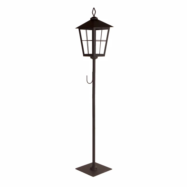 black flameless lantern candle holder with street light design and artistic tints and shades