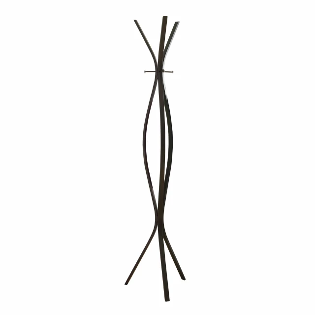 cappuccino metal coat rack with plant pattern and symmetrical design