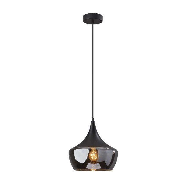 smoked glass black metal pendant lamp with circular ceiling fixture