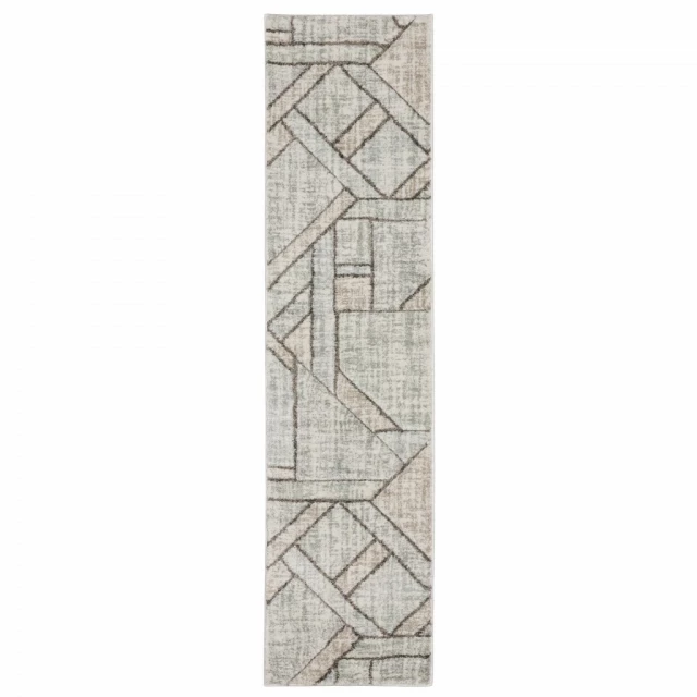 power loom stain resistant runner rug with rectangle pattern and wood symmetry